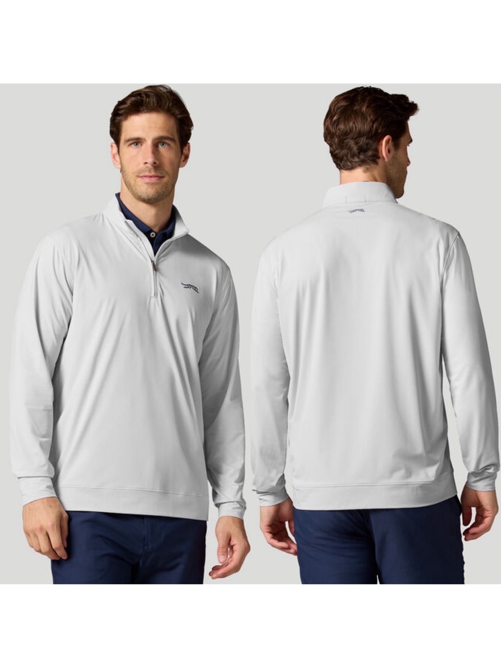 Sun Day Red Magnolia Light Grey Quarter Zip Long Sleeve Top